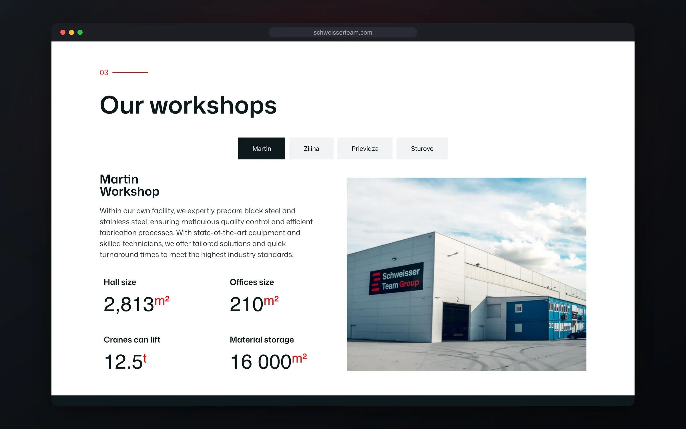 Schweisser Team Group — site workshops